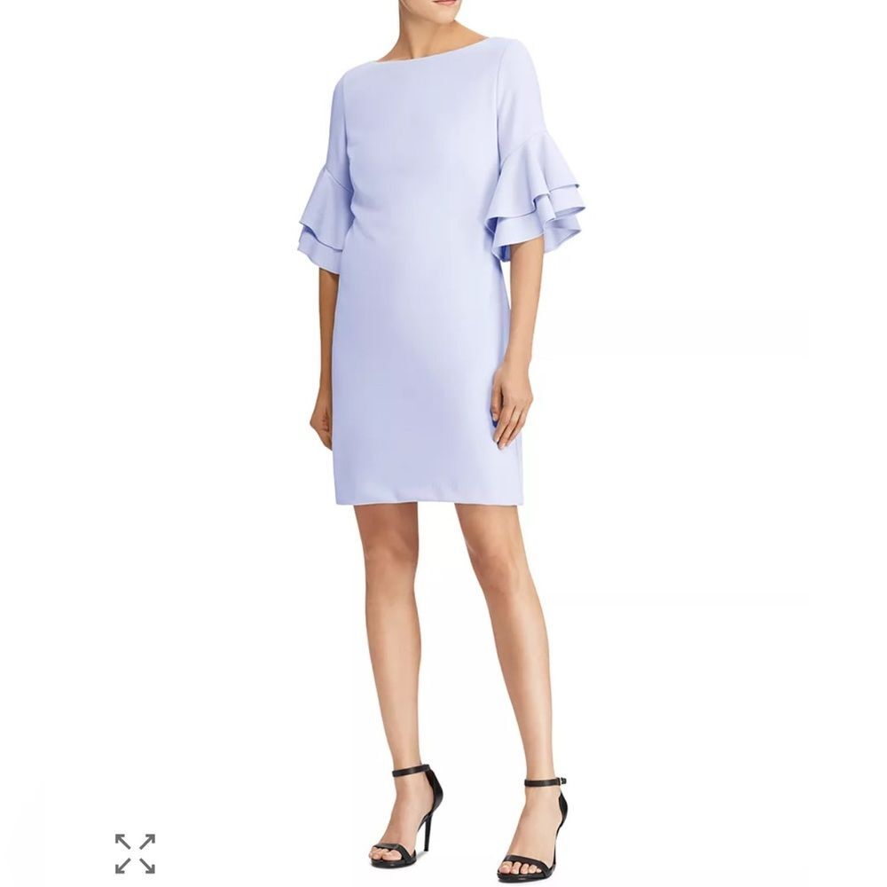 Ralph Lauren soft periwinkle blue ruffle sleeve shift dress size 4
